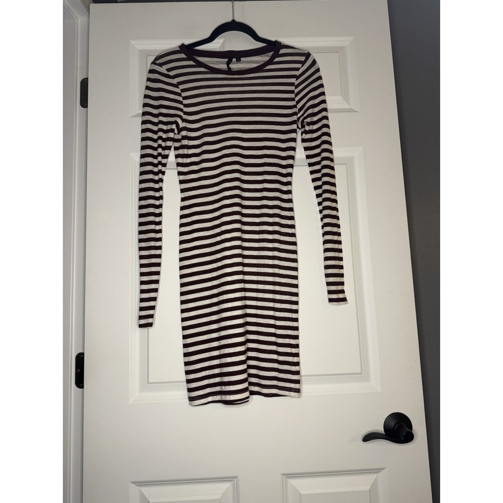 Joes Long Sleeve striped Mini Dress Small Wine White